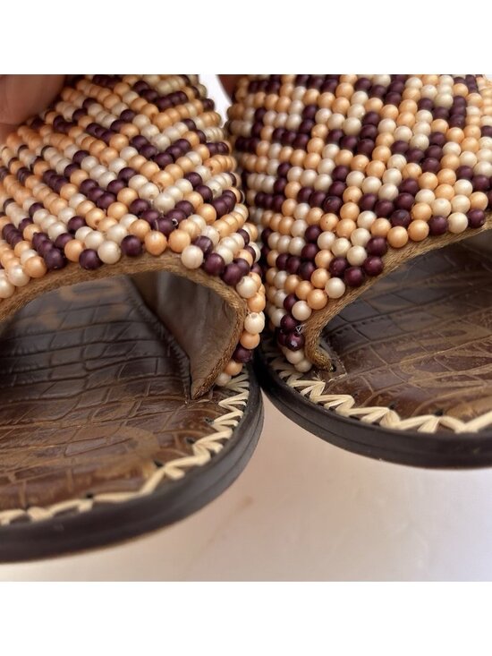 Sam Edelman Gunner Beaded Slide Sandals Womens Size 7 Leather Boho Slip On - Picture 4 of 7